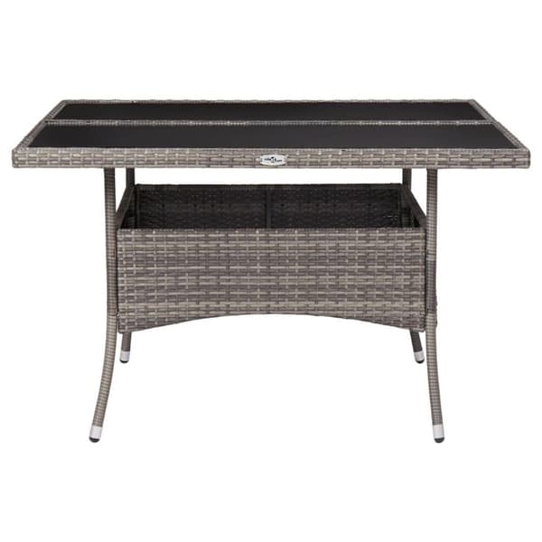 vidaXL udendørs spisebord polyrattan og glas grå