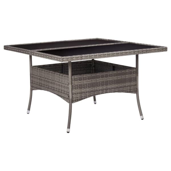 vidaXL udendørs spisebord polyrattan og glas grå