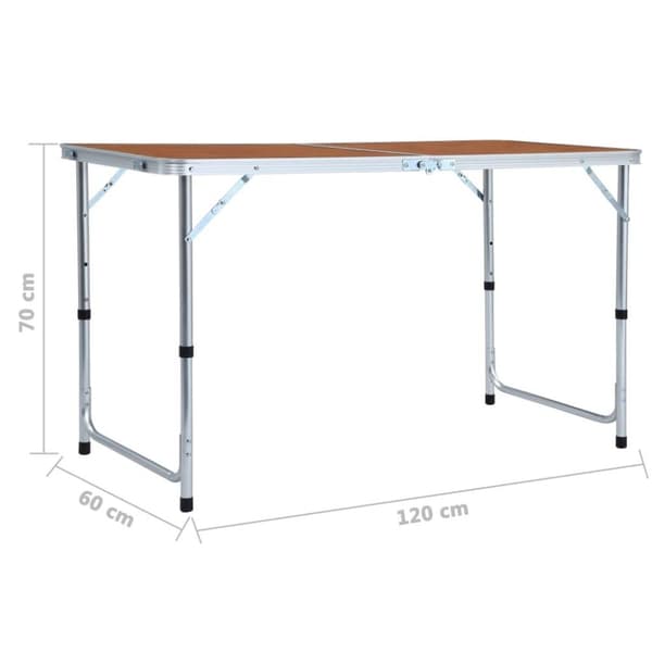 vidaXL Hopfällbart campingbord aluminium 120x60 cm