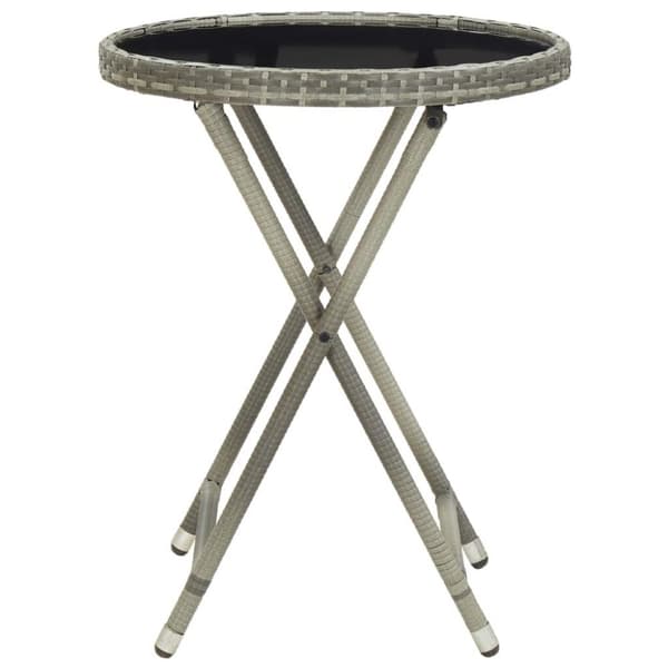 vidaXL Tebord grå 60 cm konstrotting och härdat glas