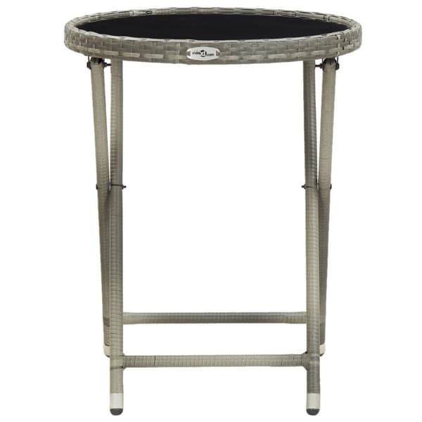 vidaXL tebord 60 cm hærdet glas og polyrattan grå