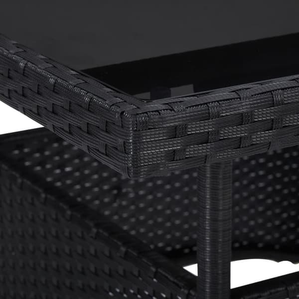 vidaXL udendørs spisebord polyrattan og glas sort