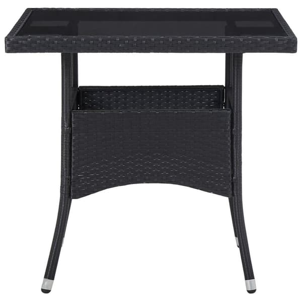 vidaXL udendørs spisebord polyrattan og glas sort