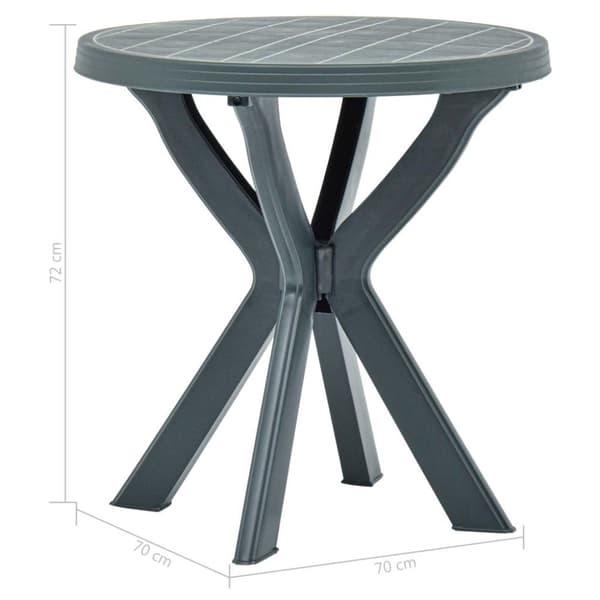 vidaXL Bistropöytä vihreä Ø70 cm muovi