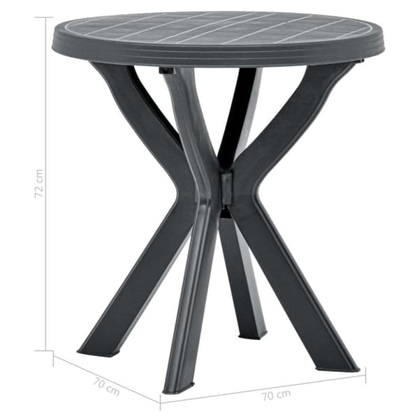vidaXL Cafébord antracit Ø70 cm plast