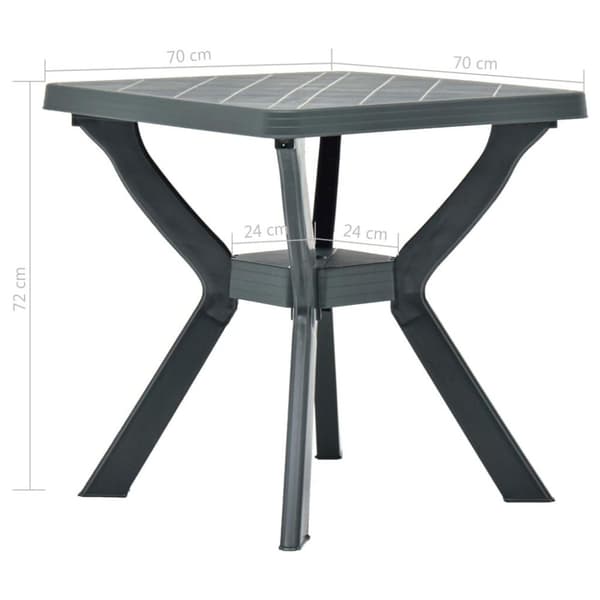 vidaXL Bistropöytä antrasiitti 70x70x72 cm muovi