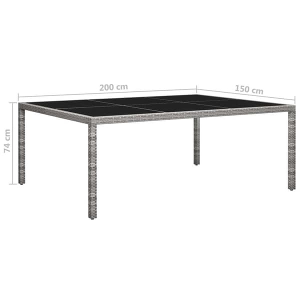 vidaXL Matbord för trädgården grå 200x150x74 cm konstrotting