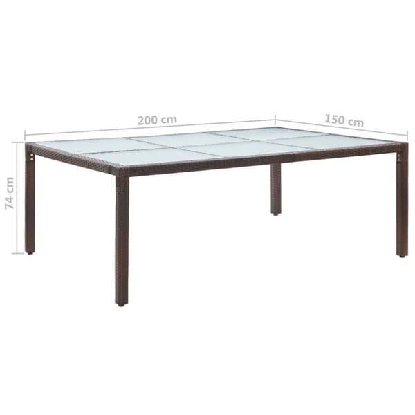 vidaXL Matbord för trädgården brun 200x150x74 cm konstrotting