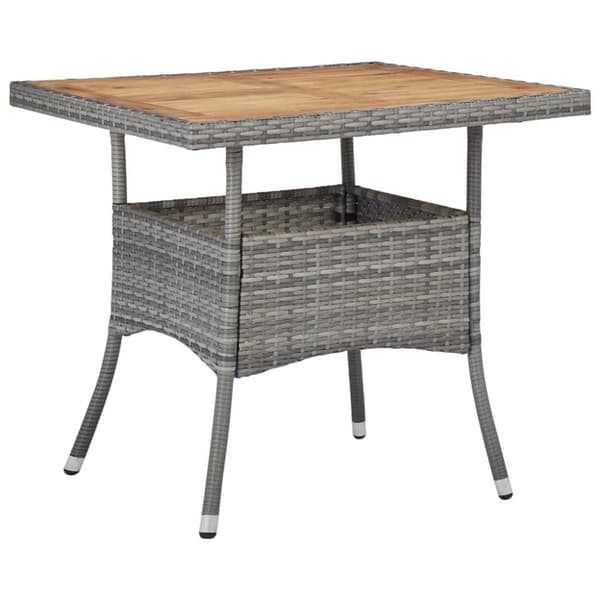vidaXL udendørs spisebord polyrattan og massivt akacietræ grå