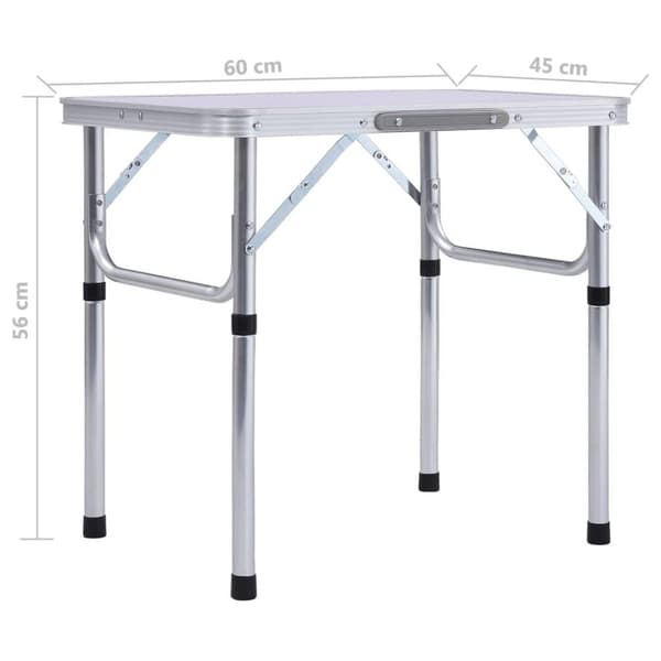 vidaXL Hopfällbart campingbord vit aluminium 60x45 cm