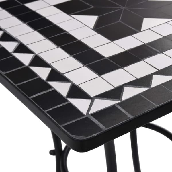 vidaXL Mosaikkbistrobord svart og hvit 60 cm keramikk