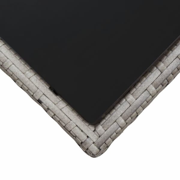 vidaXL Sohvapöytä harmaa 45x45x40 cm polyrottinki ja lasi