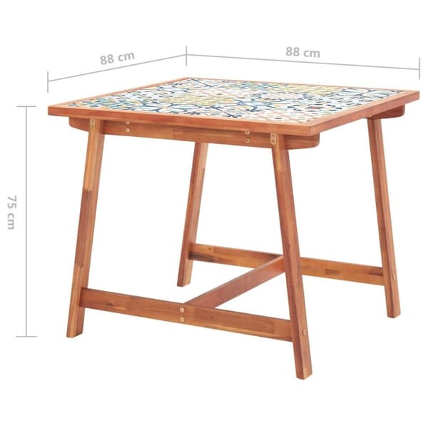 vidaXL havebord flisebordplade 88x88x75 cm massivt akacietræ