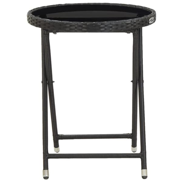 vidaXL tebord 60 cm hærdet glas og polyrattan sort