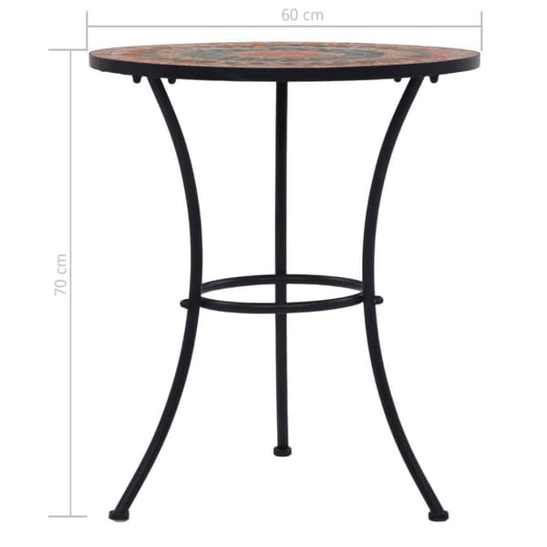 vidaXL bistrobord med mosaikdesign keramisk 60 cm orange/grå