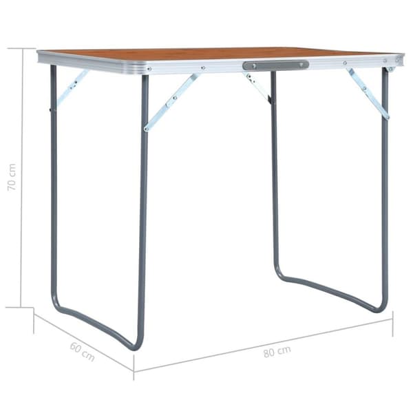 vidaXL Kokoontaitettava retkipöytä metallirungolla 80x60 cm