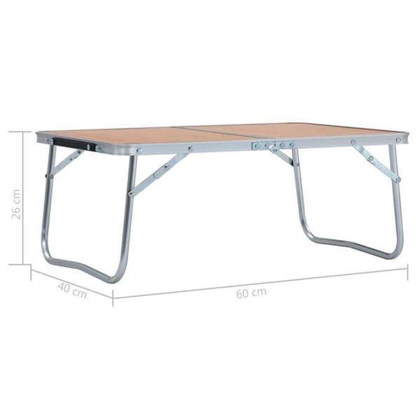 vidaXL Sammenleggbart campingbord brun aluminium 60x40 cm