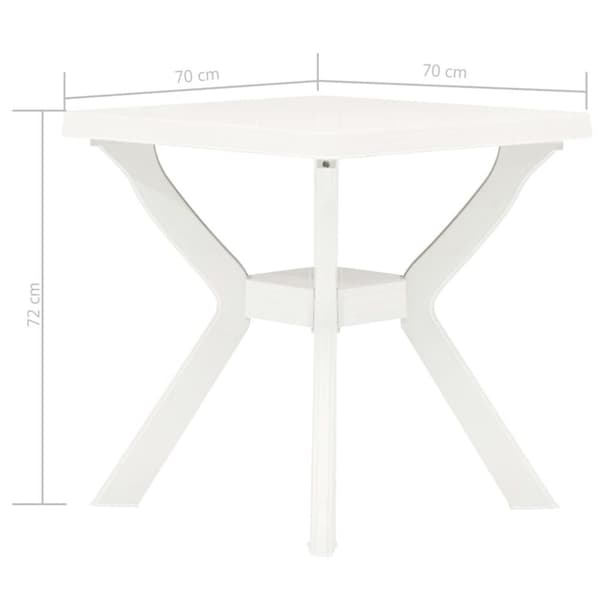 vidaXL Bistropöytä valkoinen 70x70x72 cm muovi