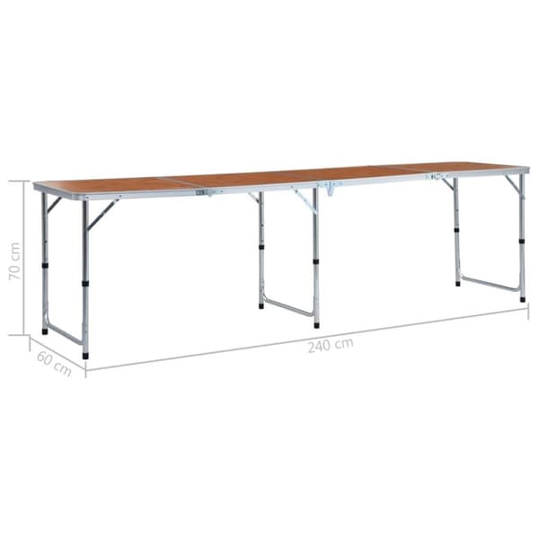 vidaXL foldbart campingbord aluminium 240 x 60 cm