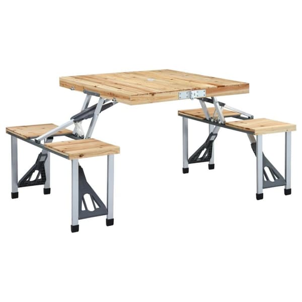 vidaXL foldbart campingbord med 4 siddepladser stål aluminium