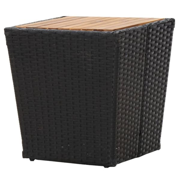 vidaXL Teepöytä musta 41,5x41,5x43 cm polyrottinki ja täysi akaasiapuu