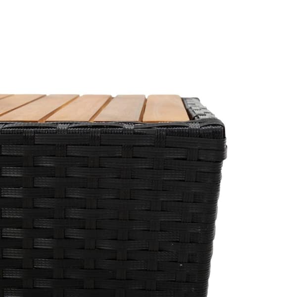 vidaXL Teepöytä musta 41,5x41,5x43 cm polyrottinki ja täysi akaasiapuu