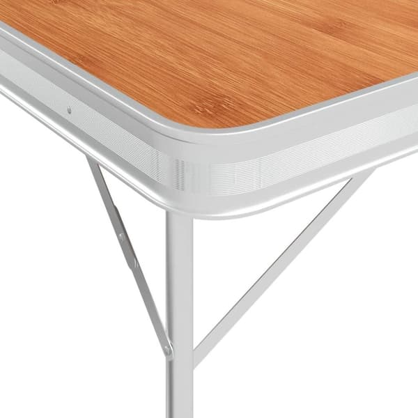 vidaXL foldbart campingbord med 2 bænke aluminium brun