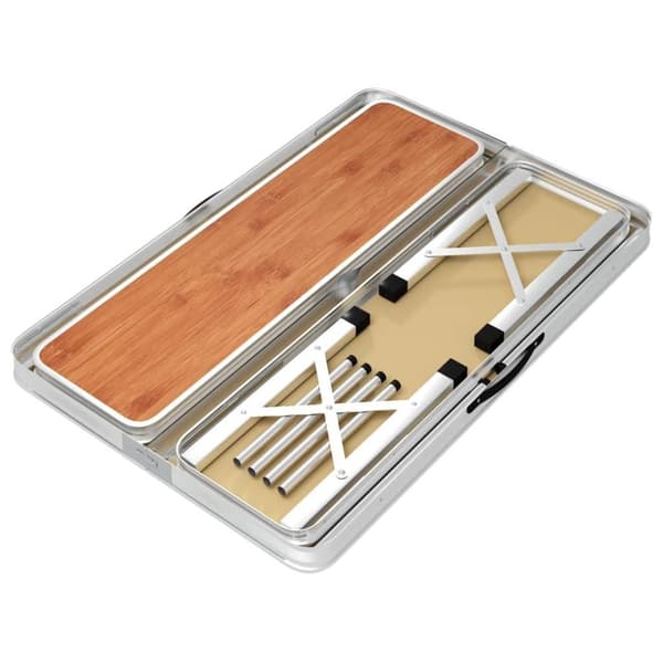 vidaXL foldbart campingbord med 2 bænke aluminium brun