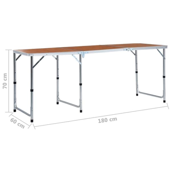 vidaXL foldbart campingbord aluminium 180 x 60 cm