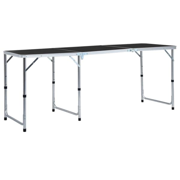 vidaXL Hopfällbart campingbord grå aluminium 180x60 cm