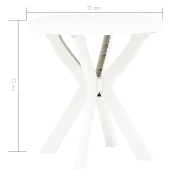 vidaXL bistrobord Ø70 cm plastik hvid