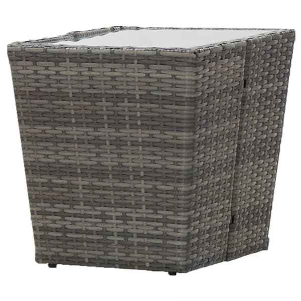 vidaXL Teepöytä harmaa 41,5x41,5x43 cm polyrottinki ja karkaistu lasi