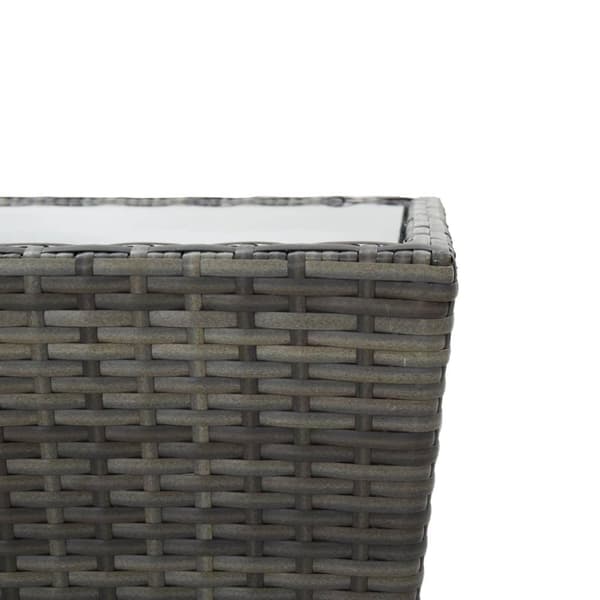 vidaXL Teepöytä harmaa 41,5x41,5x43 cm polyrottinki ja karkaistu lasi