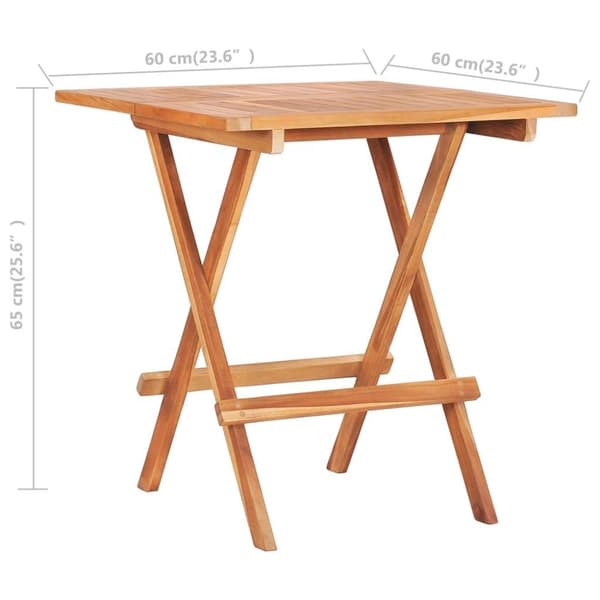 vidaXL foldbart bistrobord 60x60x65 cm massivt teaktræ
