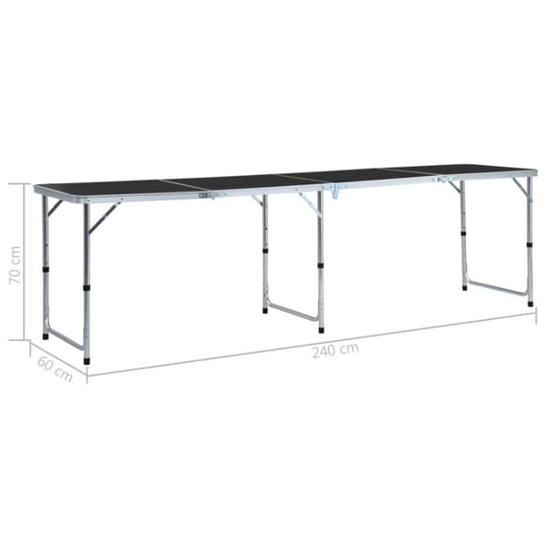 vidaXL foldbart campingbord 240 x 60 cm aluminium grå