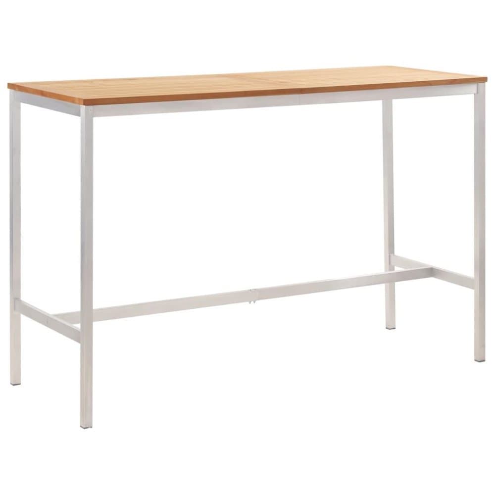 vidaXL barbord 160x60x105 cm massivt teaktræ og rustfrit stål