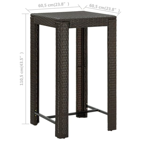 vidaXL Utendørs barbord brun 60,5x60,5x110,5 cm polyrotting