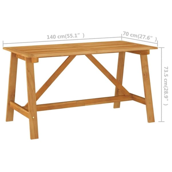 vidaXL havebord 140x70x73,5 cm massivt akacietræ