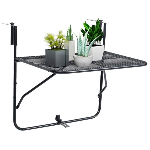 vidaXL Balkongbord svart 60x40 cm stål