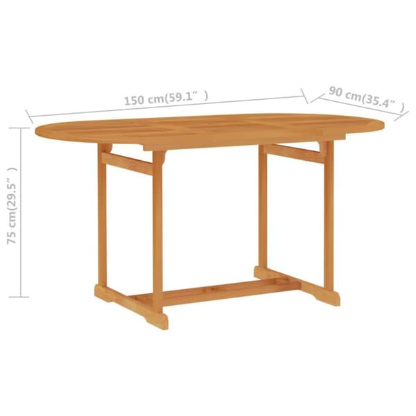 vidaXL Hagebord 150x90x75 cm heltre teak