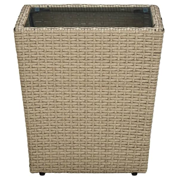 vidaXL Tebord beige 41,5x41,5x44 cm polyrotting og herdet glass
