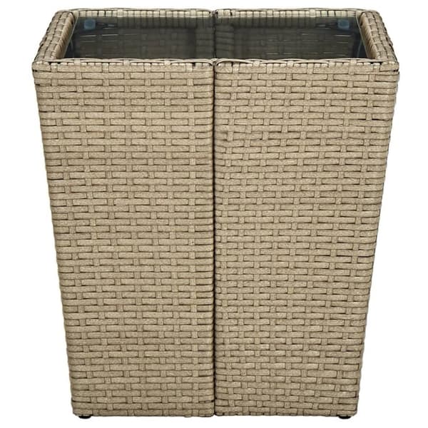 vidaXL Tebord beige 41,5x41,5x44 cm polyrotting og herdet glass