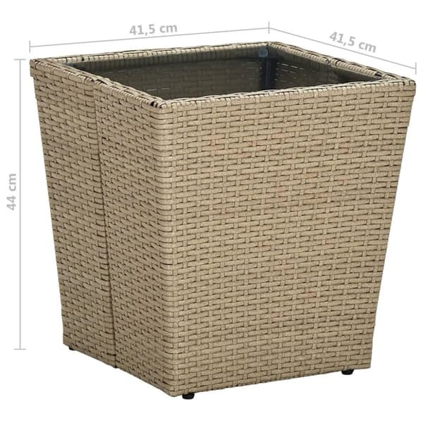 vidaXL Tebord beige 41,5x41,5x44 cm polyrotting og herdet glass