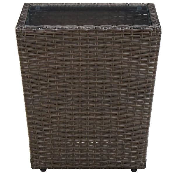 vidaXL Tebord brun 41,5x41,5x44 cm polyrotting og herdet glass