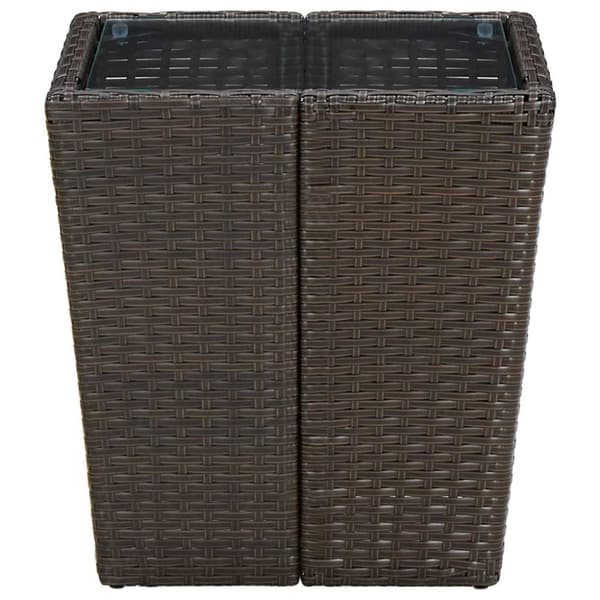 vidaXL Tebord brun 41,5x41,5x44 cm polyrotting og herdet glass