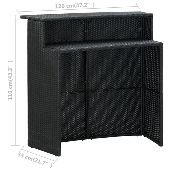 vidaXL barbord til haven 120x55x110 cm polyrattan sort