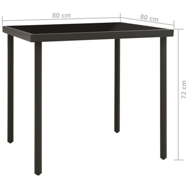 vidaXL Utendørs spisebord antrasitt 80x80x72 cm glass og stål