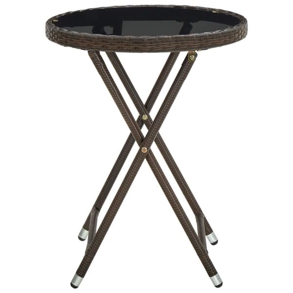 vidaXL Tebord brun 60 cm polyrotting og herdet glass