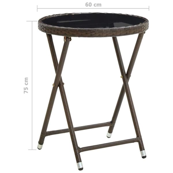 vidaXL Tebord brun 60 cm polyrotting og herdet glass