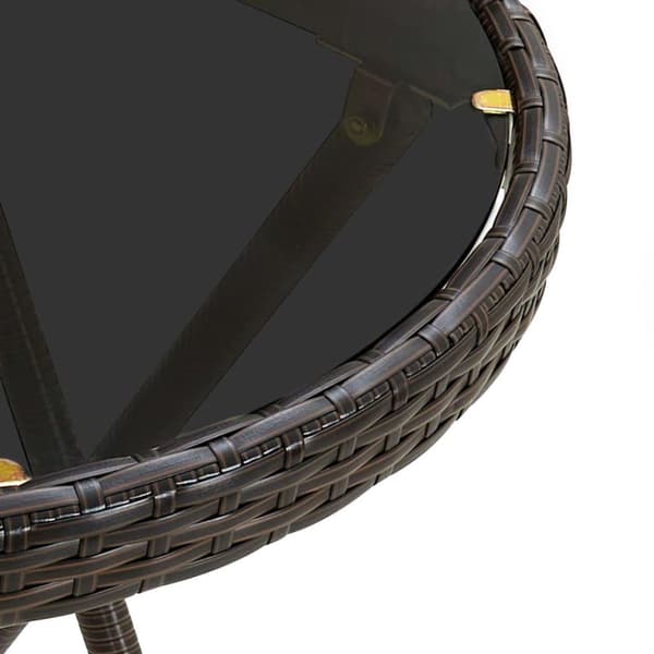 vidaXL tebord 60 cm polyrattan og hærdet glas brun